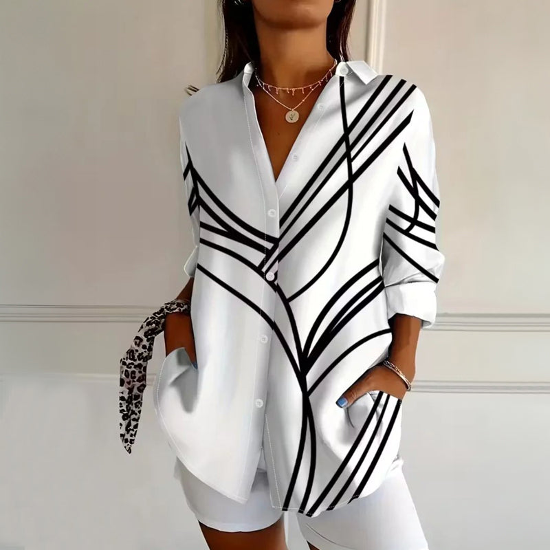 【Långärmad】Vintage Avslappnad Blus