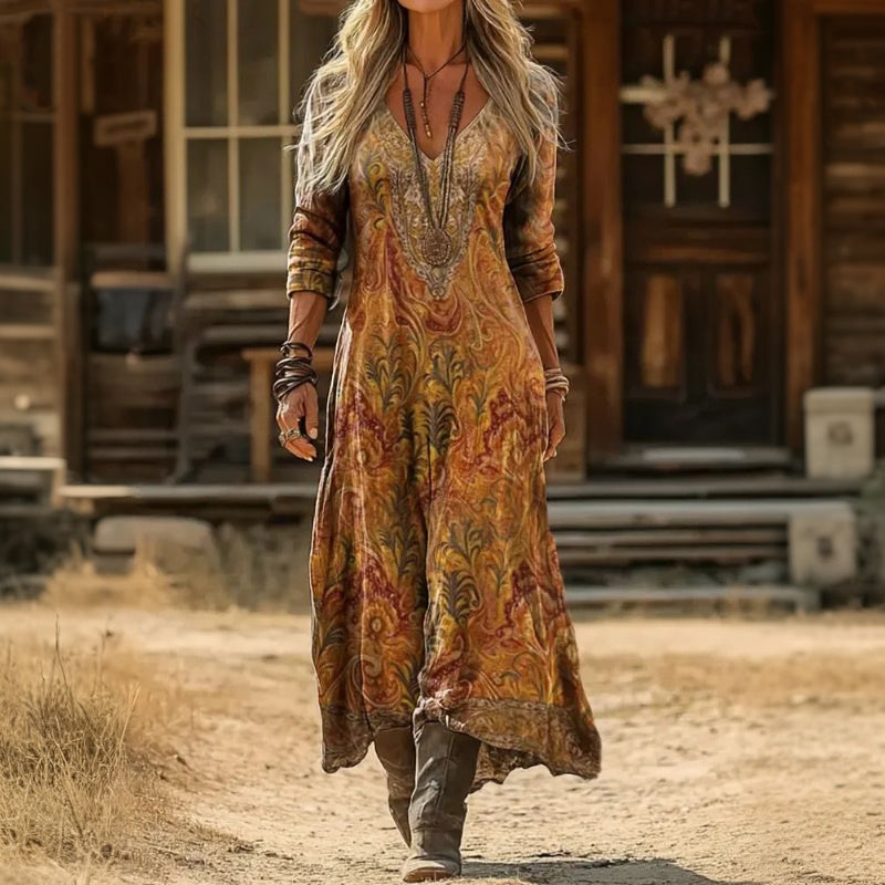 【Långärmad】Vintage Casualklänning