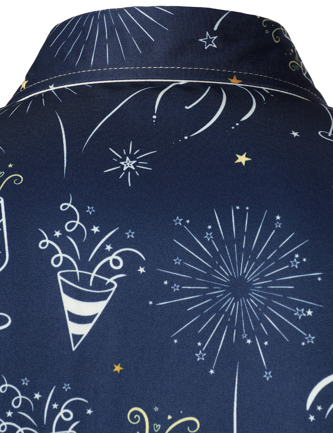 Herrar Fyrverkeri Semester Nyår Fest Knap-Op Blå Långärmad Skjorta