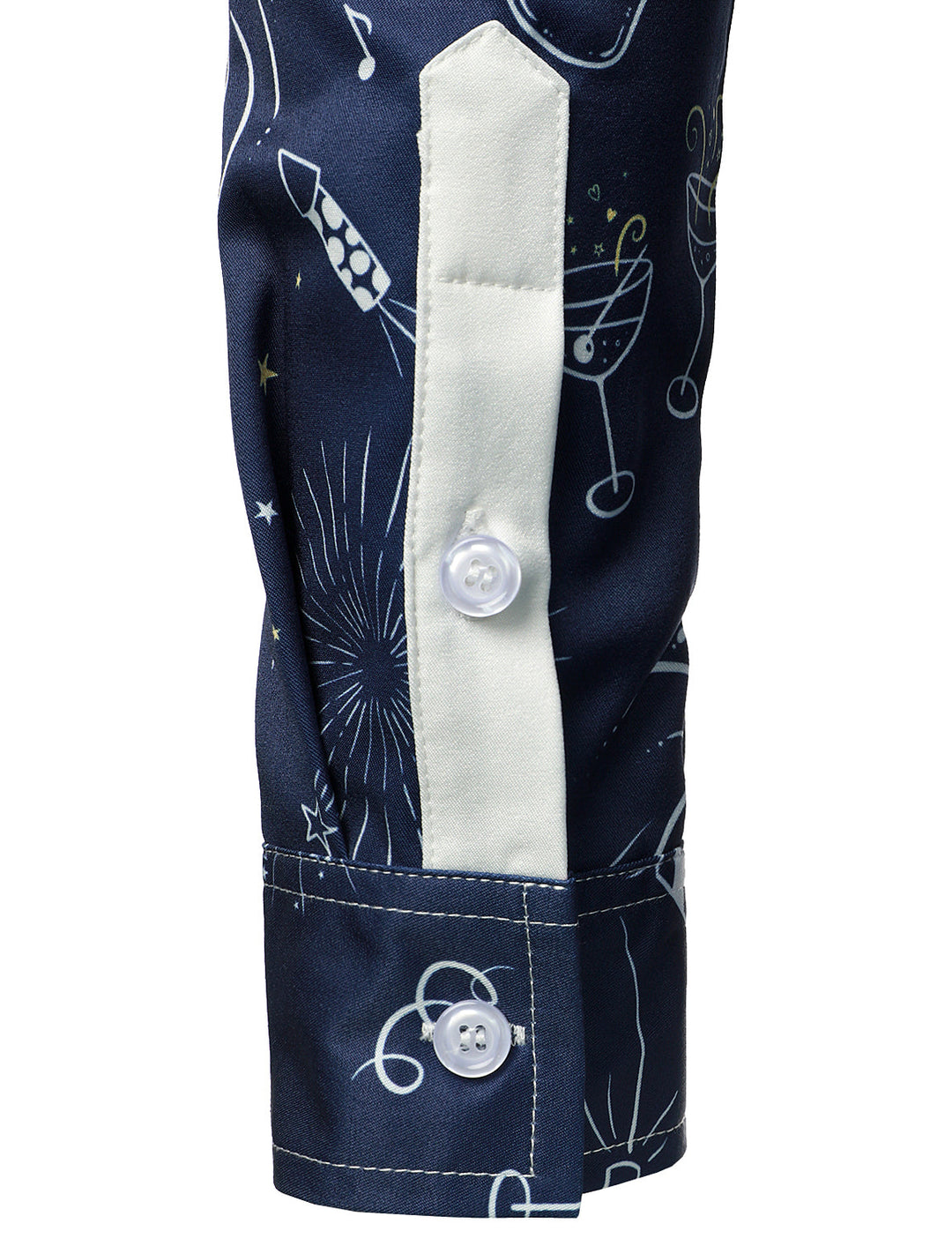 Herrar Fyrverkeri Semester Nyår Fest Knap-Op Blå Långärmad Skjorta