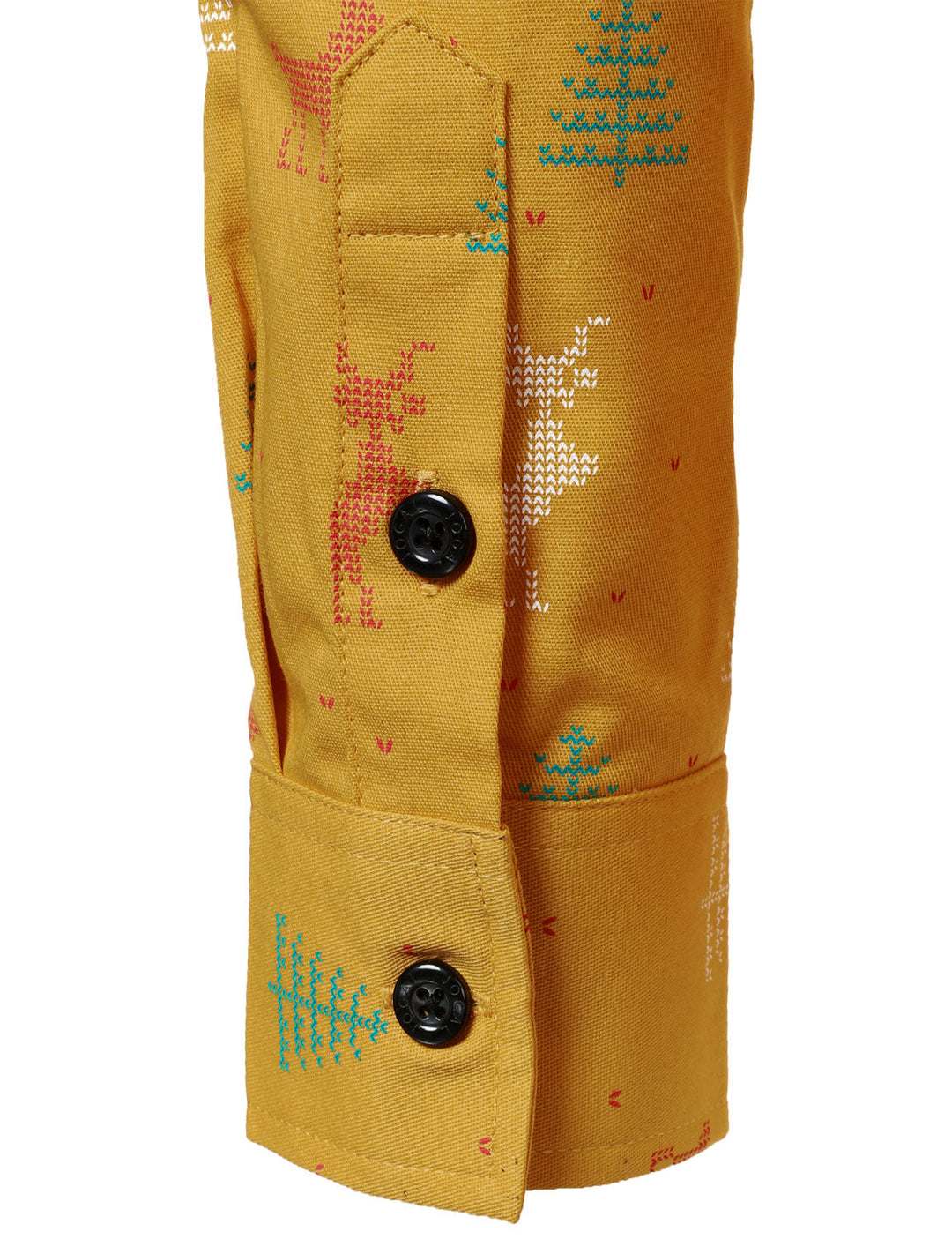 Herre Juletræ Elg Print Andningsbar Gul Långärmad Skjorta