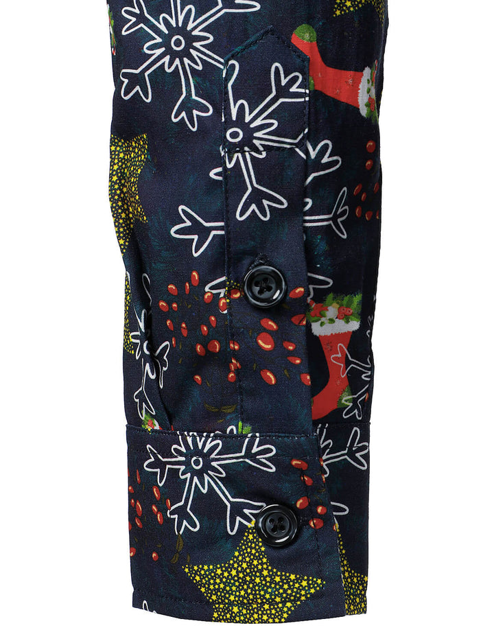 Herre Juletryk Semester Bomulls Långärmad Skjorta