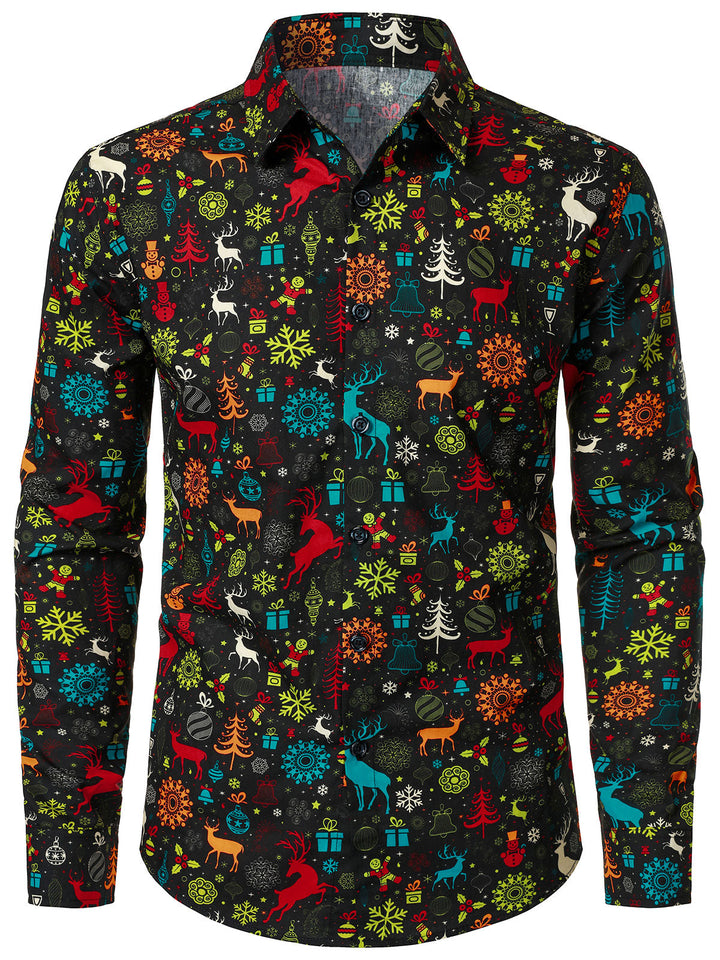 Mäns Roliga Jul Ren Snöflinga Långärmad Skjorta
