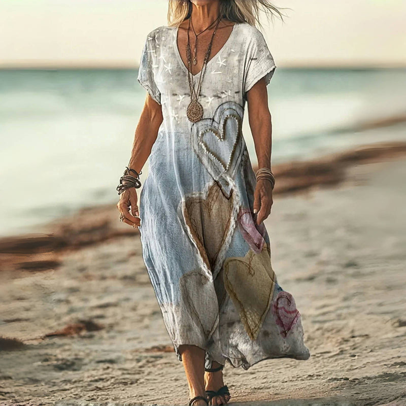 Vintage Klänning Med Hjärttryck